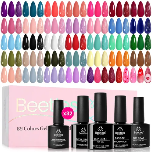 Miniatura 69 de Beetles - Kit de esmalte de uñas de gel con luz UV – 80 piezas de encantamiento de color, kit de uñas de gel de 55 colores con capa base de todo
