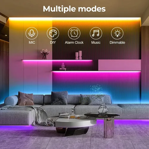 Miniatura 5 de LUXONIC Tira de luz LED de neón, tira de luz RGB impermeable de 16.4 pies con aplicación/control remoto, luces de cuerda flexible de 24 V, múltiples