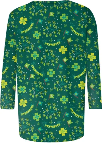 Miniatura 4 de Blusas de verano para mujer, estilo casual, manga 34, cuello redondo, blusas tipo túnica casuales
