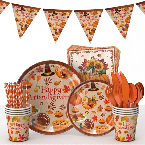 Miniatura 5 de Decoraciones de fiesta de amigos, decoraciones de regalo de amigos, platos y tazas, servilletas, decoraciones de fiesta de Acción de Gracias