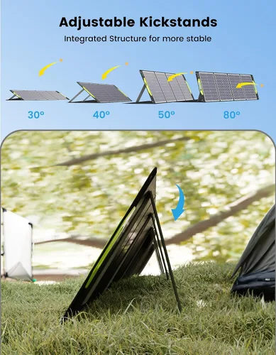 Miniatura 7 de Greenmagic Panel Solar Portátil de 120W 19V, Kit de Paneles Solares Plegables de 120W con Soportes Ajustables, Impermeable IP65 para Camping