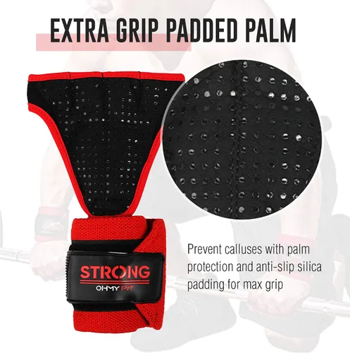Miniatura 4 de Guantes de muñeca resistentes para hombre, ideales para entrenamientos, gimnasio, peso muerto y crossfit con protección para la palma de la muñeca