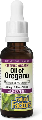 Aceite de orégano, certificado orgánico, 187 porciones, 1 onza, de Natural Factors, 4571, 1, 1