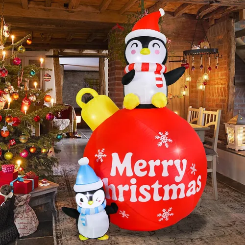 Miniatura 8 de Letrero de 7.5 pies "Santa Stop Here" Hombre de Jengibre Inflable de Navidad con Luces LED, Decoraciones Inflables para Patio Exterior, Césped