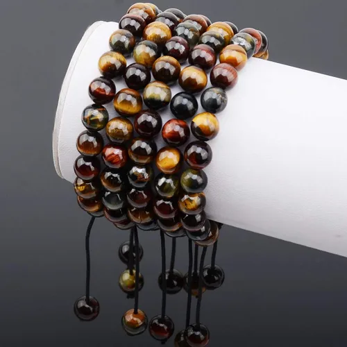 Miniatura 2 de Massive Beads - Pulsera de cuentas de cristales de macramé con poder curativo natural, unisex, ajustable, 516 pulgadas (8 mm)