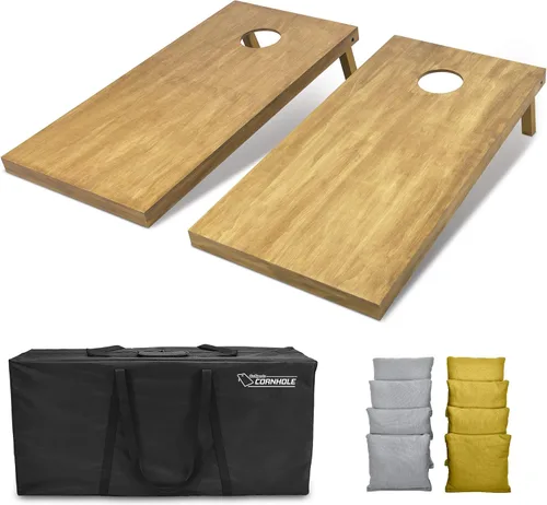 Miniatura 82 de GoSports 4 ft x 2 ft Regulation Size Wooden Cornhole Boards Set with Light Brown Finish - Includes Carrying Case and Bean Bags Negro- gris