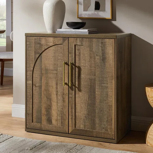 Miniatura 15 de ACCOHOHO Aparador de puerta arqueada, gabinete de buffet, gabinete de acento con estante ajustable, gabinete modular de madera para comedor, sala