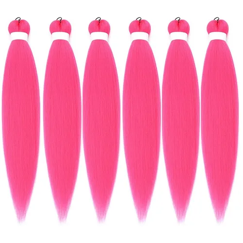 Miniatura 165 de Cabello trenzado preestirado rosa magenta, extensiones de cabello sintético de color rosa para trenzas, no tóxico, hipoalergénico