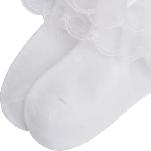 Miniatura 5 de Looching Calcetines de encaje con volantes para niñas pequeñas, de algodón, con volantes, con lazo, paquete de 5
