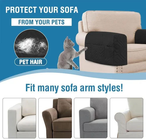 Miniatura 7 de Fundas para reposabrazos para sillas y sofás, protector antideslizante para brazos de sofá para perros, gatos y mascotas, resistente al agua, funda