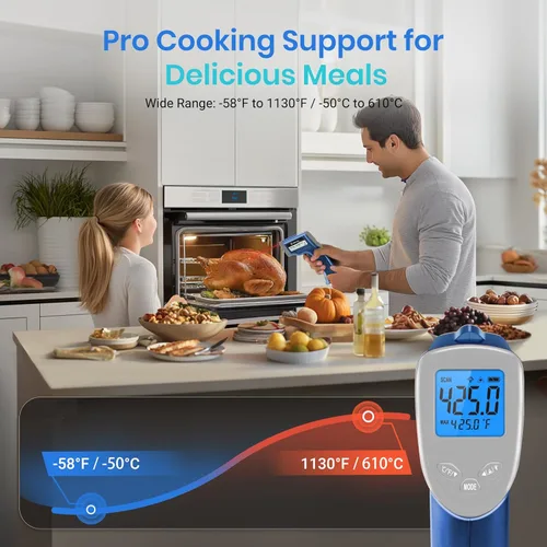 Miniatura 3 de Etekcity Termómetro infrarrojo láser pistola de temperatura 1080, -58°F ~ 1130°F para carne, alimentos, dulces, pizza, horno, pistola de calor