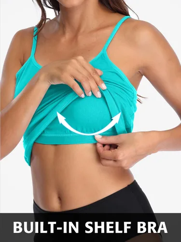 Miniatura 128 de Camisa Attraco de algodón, con tirantes estilo espagueti, con brasier incorporado, 2 paquetes, para mujer