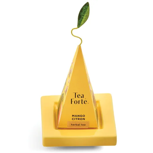 Miniatura 6 de Tea Forte Paradis Juego de regalo de té premium de 3 piezas con taza de café amarilla de mango, bandeja de té y 10 bolsas de infusor de té