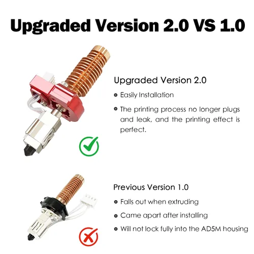 Miniatura 2 de HzdaDeve Kit de Hotend Cerámico de 0.4MM Versión de Actualización 2.0 para Adventurer 5M/5M Pro Kit de Hot End Cabezal de Impresora Extrusora