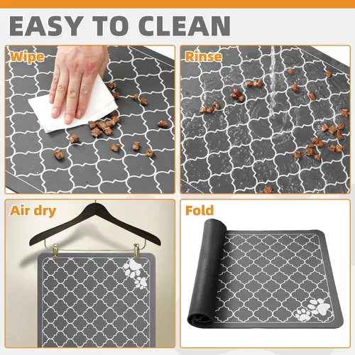 Miniatura 5 de KOOLTAIL Tapete de comida para perros, tapete absorbente de alimentación de mascotas para cuencos de comida y agua, almohadilla de colocación