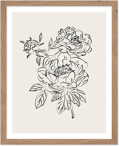Miniatura 53 de Poster Master Póster de peonías – Estampado de flores retro – Ilustración floral – Ilustración en blanco y negro – Diseño de línea y abstracto