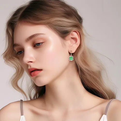Miniatura 81 de Aretes colgantes de plata de ley con diseño de árbol de la vida, flor, abeja, animales, gato, colibrí, piedra lunar, turquesa, aretes con cierre