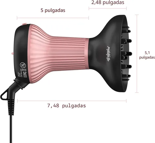 Miniatura 4 de WUFAYHD Secador de pelo difusor para cabello rizado con tecnología de cerámica, elegancia ligera, 2 en 1, difusor de leche, reduce