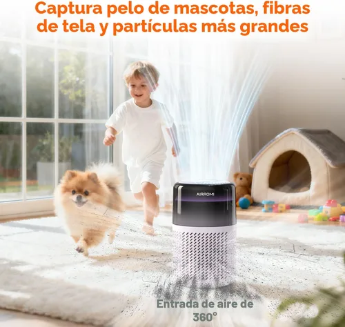 Miniatura 3 de Purificador de aire HEPA AIRROMI para dormitorio y hogar, purificador de aire para mascotas del hogar, elimina el olor a mascotas, olor a arena