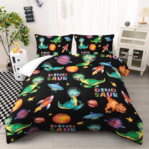 Miniatura 16 de AILONEN Juego de ropa de cama con estampado de gato en acuarela, tamaño individual con gatos y huellas para niños y niñas, juego de edredón suave