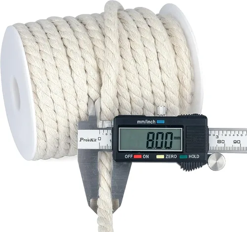Miniatura 2 de joycraft Cordón de macramé, cuerda de algodón blanco hueso, 0.315 in x 21 yardas, cuerda de algodón trenzado de 3 hebras para colgar plantas