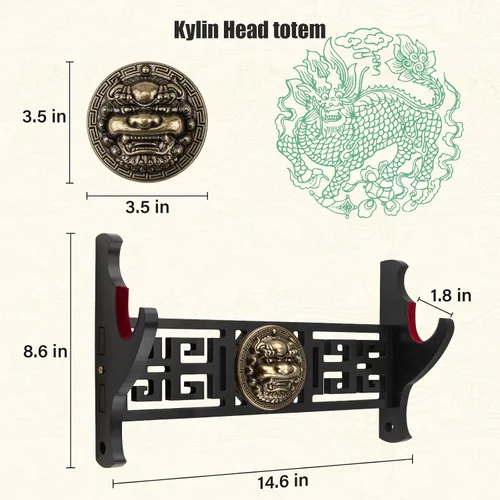 Miniatura 2 de Soporte de pared para espada Ekkhysis Kylin de 1 nivel con acolchado de terciopelo y gancho, soporte para katana para espada Tanto de samurái