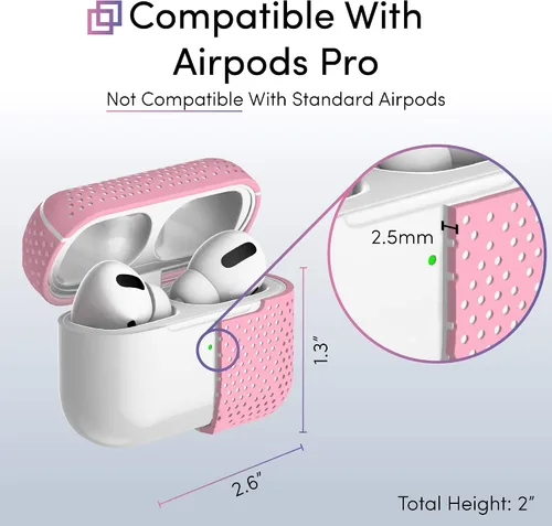 Miniatura 7 de TalkWorks Funda para AirPods Pro con llavero – Funda protectora de silicona dura para AirPods, llavero con clip, mosquetón de carga inalámbrica Negro