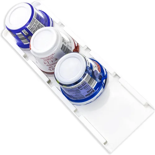 Storage Theory Organizador de yogur para refrigerador, capacidad para 4 tazas de yogur griego de boca ancha, organizador de almacenamiento de yogur