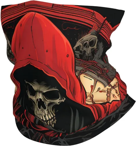 CASGTNZ skull grim reaper Death angel Abstract red Neck Gaiter Face Cover Balaclava Gaiter Mask for Men Women Bandana for Motorcycle Cycling Riding