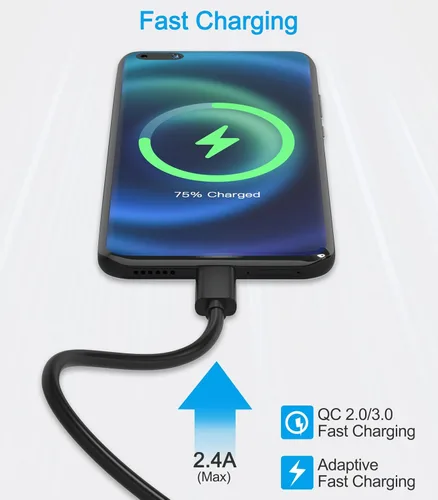 Miniatura 5 de Cable micro USB de 6 pies de largo, cable de carga Android para Samsung Tablet, cable de carga USB con adaptador USB C, cable de carga rápida USB