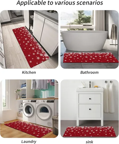 Miniatura 5 de Tapete de baño de copos de nieve de fantasía para bañera, antideslizante, de secado rápido y absorbente, tierra de diatomeas, fregadero, dormitorio