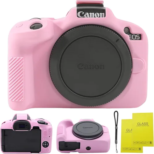 Miniatura 11 de EOS R50 - Funda protectora de silicona suave para cámara Canon EOS R50 EOSR50 Vlogging Camer, viene con 2 protectores de pantalla y 1 correa