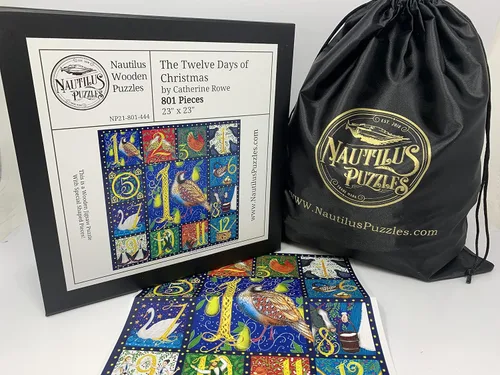 Miniatura 4 de Rompecabezas de Navidad de madera para adultos, doce días de Navidad, 801 piezas de madera únicas, fabricado en los Estados Unidos por Nautilus