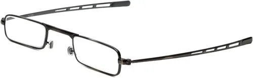 Miniatura 6 de Calabria Gafas de lectura de metal delgado de diseño plano de pliegue rápido para hombre, con aumento de bolsillo, anteojos compactos, portátiles