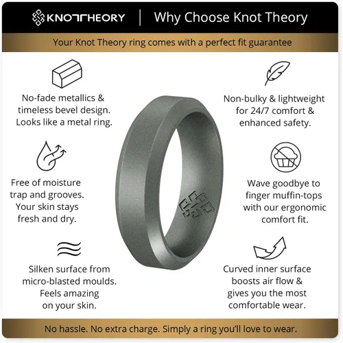 Miniatura 66 de Knot Theory - Anillo de boda de silicón para hombres y mujeres Anillos de goma finos de calidad superior con gran estilo, comodidad; son ideales