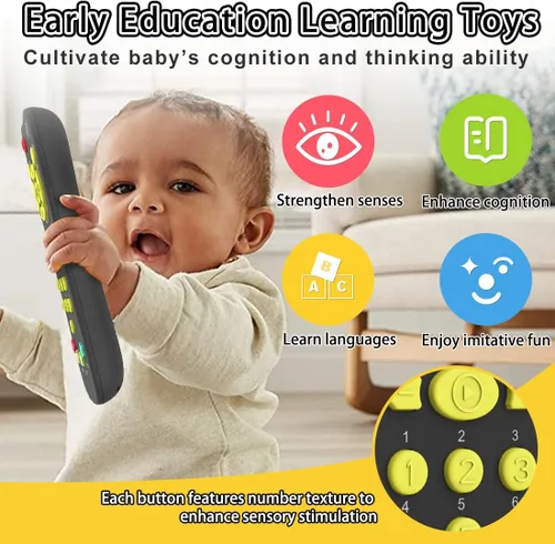 Miniatura 5 de KALUYA Juguete a distancia de TV para bebé, juguete de control remoto para niños pequeños, juego realista, educación temprana, juguetes musicales