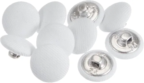 Miniatura 74 de HARFINGTON 10 botones de tela de 24L cubiertos de tela de 0.59 pulgadas, vástago de metal, botones de costura redondos para trajes, blusas de Azul
