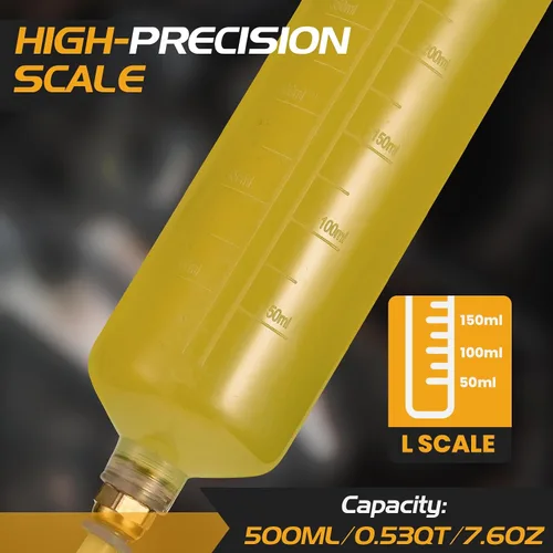 Miniatura 7 de SOWKIPE Bomba de Extracción de Líquido Automotriz de 500CC, Bomba de Extracción y Llenado Manual Premium con 2 Mangueras, Jeringa de Aceite