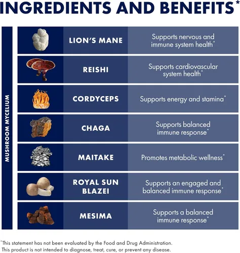 Miniatura 6 de Host Defense Stamets 7 Extract - Mezcla de 7 especies - Suplemento de hongos para apoyo inmunológico con Royal Sun Blazei, Cordyceps, Reishi