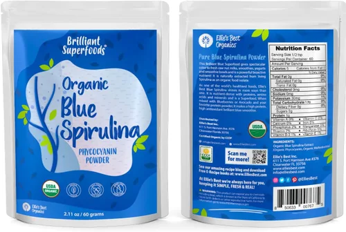 Miniatura 8 de Ellie's Best Polvo de espirulina azul orgánico (extracto de ficocianina), 60 porciones, sin olor, vegano, sin OMG, sin gluten, sin lácteos