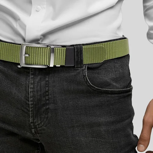 Miniatura 4 de Cinturones de trinquete de liberación rápida para hombre, cinturón de nailon reversible dos en uno para hombre casual y vestido deportivo