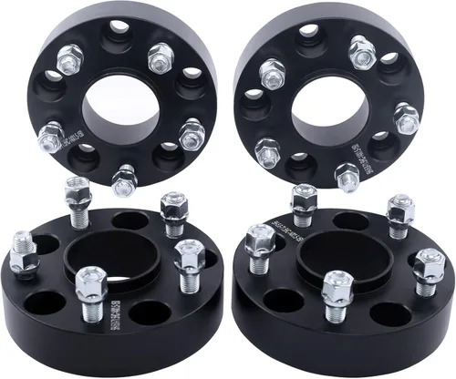 Miniatura 11 de 4 piezas de espaciadores de rueda centrados en el cubo negro 5x120 de 1 pulgada con pernos 14x1.5 de 66.9 de diámetro interior compatibles con Chevy