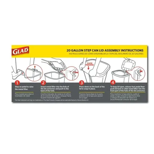 Miniatura 4 de Glad Bote de basura de 20 galones con protección contra olores Clorox Cubo de basura de plástico para cocina Manos libres con pedal de pie
