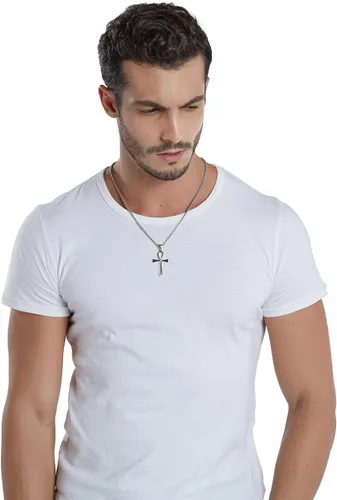 Miniatura 19 de Reve Collar con colgante religioso de cruz de Ankh copta de acero inoxidable para hombres y mujeres, cadena de 20 a 24 pulgadas