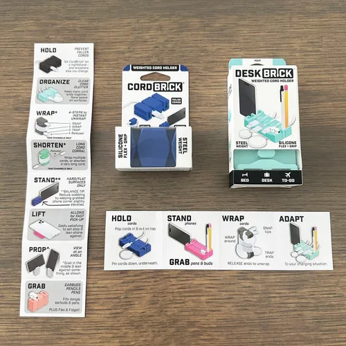 Miniatura 5 de CordBrick /DeskBrick - Paquete de soportes para cables con peso para mesita de noche y escritorio, cargador de teléfono, organizador de cables