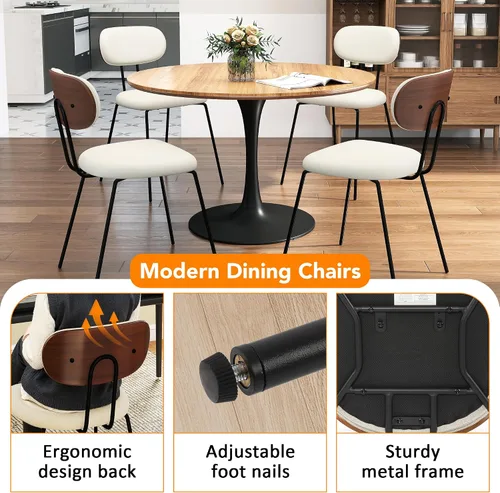Miniatura 6 de LSSPAID Juego de 2 sillas de comedor tapizadas de tela de lino con respaldo de madera doblada de nogal, sillas de cocina modernas de mediados