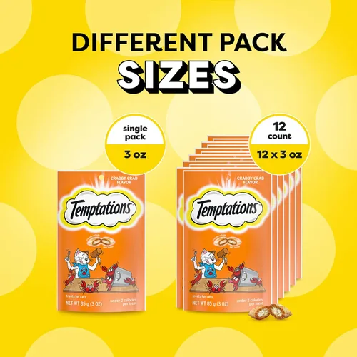 Miniatura 11 de Temptations Golosinas para gatos, golosinas clásicas crujientes y suaves para gatos, sabor cangrejo de cangrejo, bolsas de 3 onzas (paquete de 12)