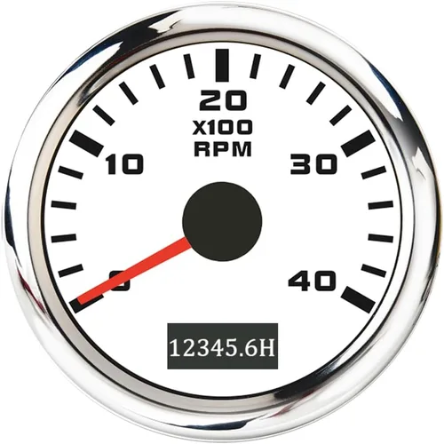 Miniatura 15 de ELING 52mm Generador 3000RPM Tacómetro con medidor de horas 12V 24V con retroiluminación roja Negro+Negro