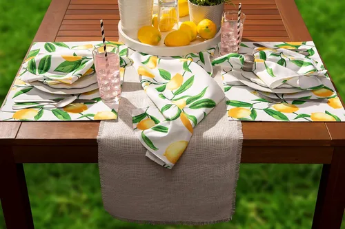 Miniatura 6 de DII Lemon Bliss - Mesa para exteriores, colección resistente a las manchas e impermeable, camino de mesa, 14 x 72 pulgadas