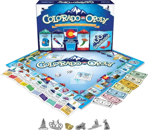 Miniatura 2 de Late for The Sky Colorado-Opoly Juego de mesa – Colorado Travel Family Game Night, estrategia comercial de propiedades, hecho en Estados Unidos, 2-6